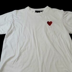 Adidas x Ivy Park Heart Embroidered Logo T Shirt White Red Small M Short Sleeve
